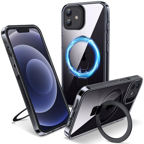 �y�B���X�^���h �����O�EMagSafe�Ή��zFlyzoo�P�[�X�p��iPhone 12/12 Pro [���C�����X�[�d�Ή� ���@�\���] �N���A�œ����� ���΂ݖh�~ �ČRMIL�K�i �ϏՌ� ���ϋv�� �����h�~ ����~�߃O���b�v �}�O�l�b�g�z���_�[�X�}�z�ی�