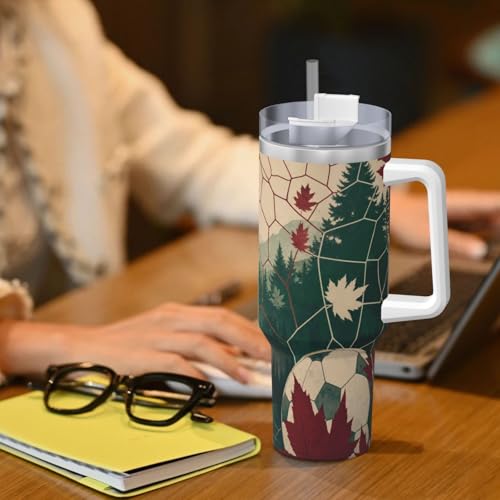 Vaso aislado de 40 oz con asa, botella de agua reutilizable y taza de café 7
