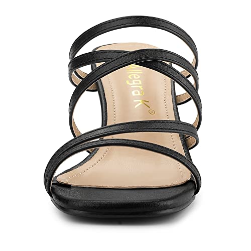 Allegra K Women's Strappy Block Heels Black Slide Heel Sandals 8.5 M Us #TOP2