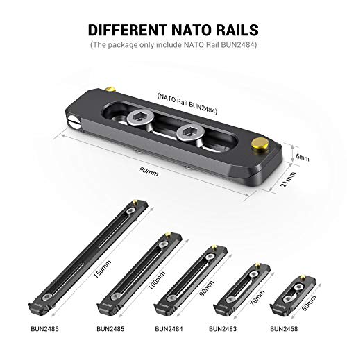 Image of SMALLRIG Universal Low-Profile Quick Release NATO Rail Safety Rail 90mm /3.5inches Long with 1 /4'' Screws for NATO Handle Camera Cage EVF Mount - BUN2484