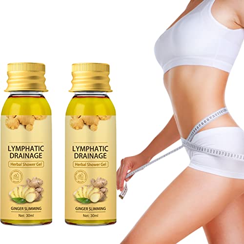 Drenaje linfático Gel de ducha a base de hierbas, Gel de ducha adelgazante a base de hierbas, Gel de ducha para el cuerpo con jengibre de Apolloostory Control de aceite (2 piezas)