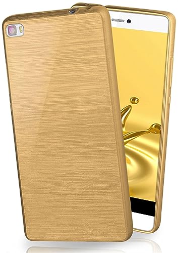 moex Funda de Silicona con Aspecto Aluminio Cepillado Compatible con Huawei P8 Lite 2015 en doré