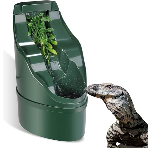 Fuente automática para reptiles, dispensador de agua de 1 litro con volumen ajustable, bajo consumo de energía para dragones barbudos, iguanas, ranas y gecos