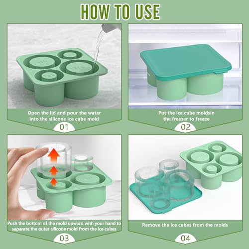 Moldes de hielo cilíndricos con tapa pack x4 miniatura 4
