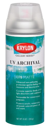 Krylon K01378000 Gallery Series UV Archival Varnish Aerosol Spray, Matte, 11 Ounce