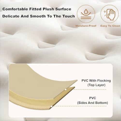 Image of Single Size Inflatable Air Mattress Bed with Built-in Electric Pump, Thick Waterproof PVC Blow Up Air Bed for Home, Travel, Guests & Camping - Portable Comfortable Sleeping Mattress