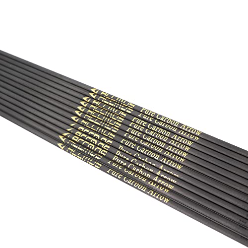 ACCMOS Tiro al Arco Eje de Flecha de Carbono Spine 350 400 ID 6,2 mm Tubo de Carbono Puro Bricolaje Accesorios Flechas para Arco Compuesto Arco Recurvo Caza Práctica de Tiro 12 pz (Spine 350)