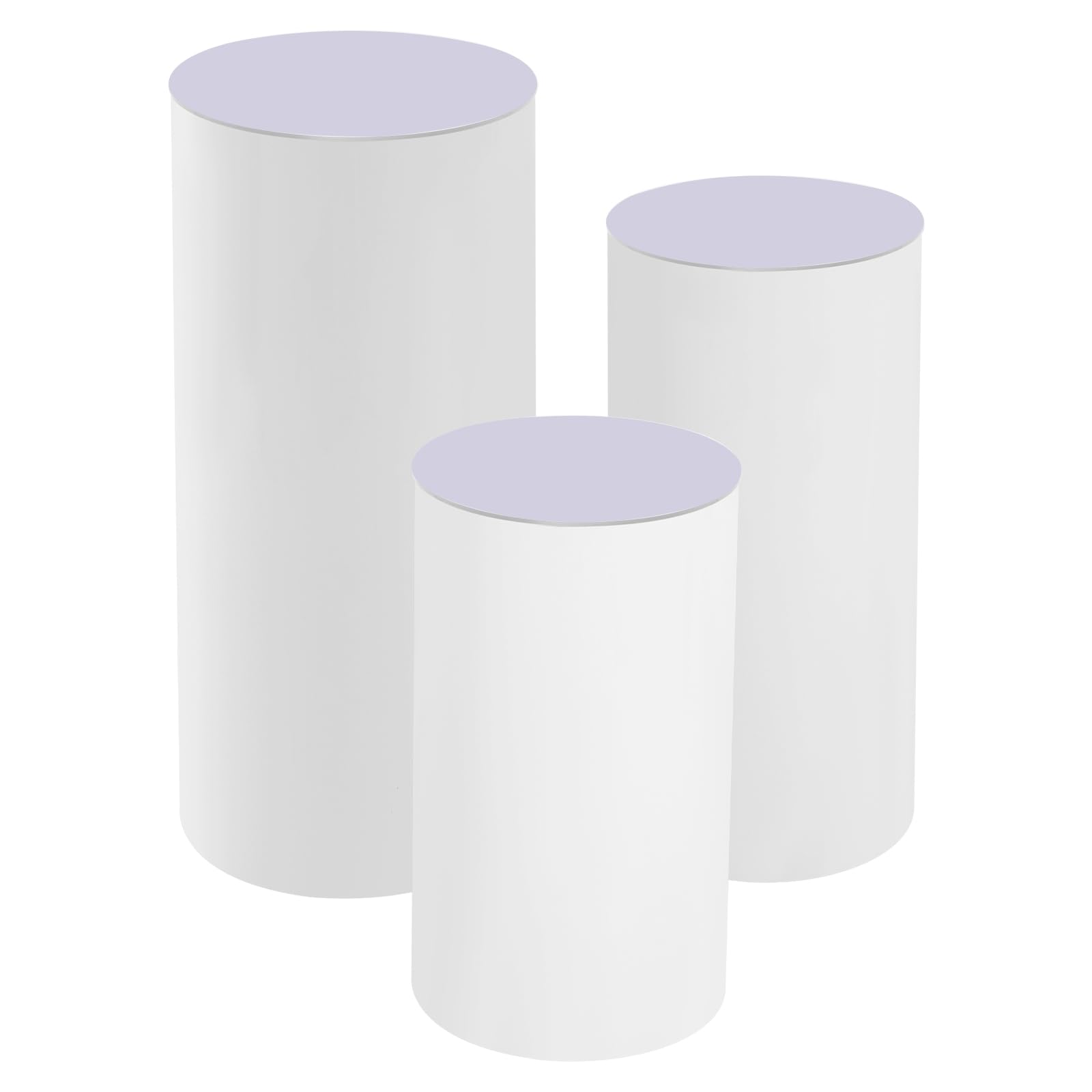 InSyoForeverEC 3PCS Cylinder Pedestal Stands 3Pcs White Round Cylinder Pedestal Display Plinth Pillars for Birthday Wedding Baby Shower Art Decor