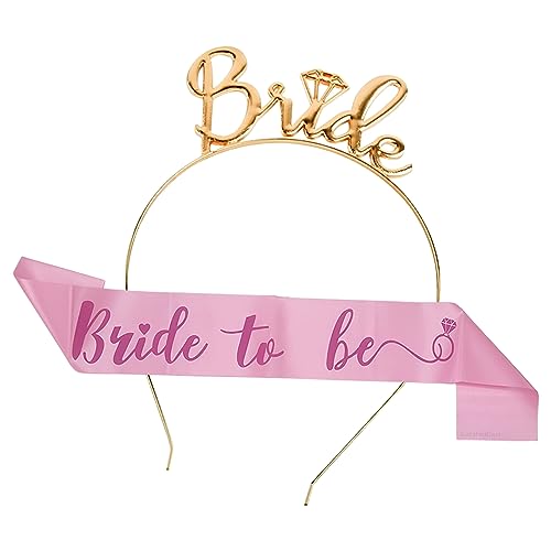 Image of Curated Cart 2Pcs Bachelorette Party Decoration Set, Bridal Shower Crown & Bride to Be Sash for Women, Durable Alloy Metal Tiara with Crystals & Satin Sash, Perfect Bachelorette Party