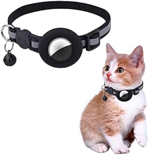 TOYMIS 1pc Airtag Cat Collar with Safety Breakaway Buckle and Bell, Waterproof Airtag Collars Reflective Cat Collar Anti Lost for Cats Dogs Puppy (Black)