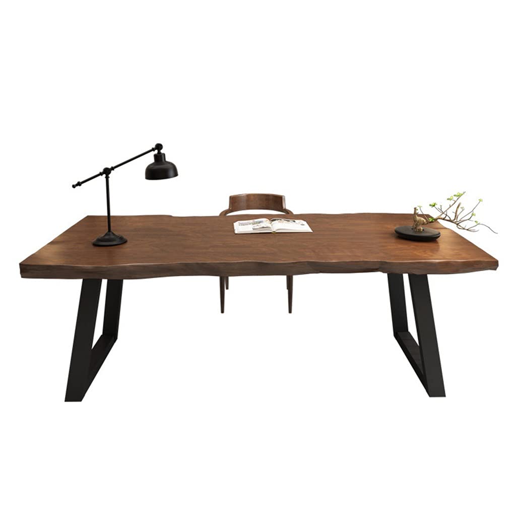 JOMRTS Computer Desk Home Office Computer Desk, Wrought Iron Frame Desk Study Table, Oak Personal Workbench 120x60x75cm (120x60x75cm)