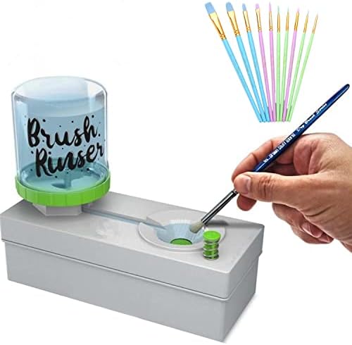 Gfujuyouge Art Paint Brush Brush Rinser,Paint Brush Cleaner Art Supplies,Running Water Cycle Paintbrush Rinser for Acrylic, for Watercolor Water-Based Paints Cleaning Tool, Green