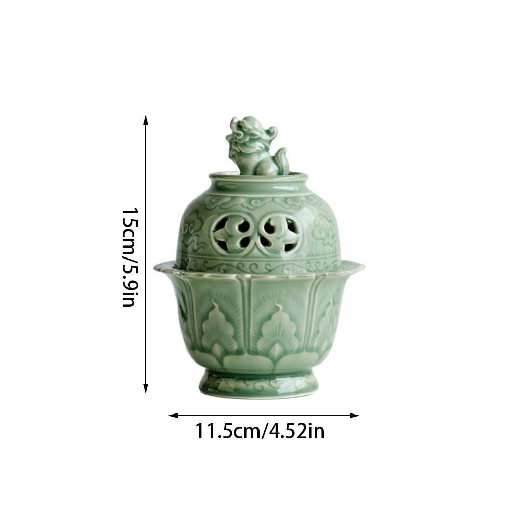 Bruciatore di incenso Bruciatore di incenso cinese Celadon Bruciatore di legno di agar for interni Bruciatore di incenso domestico Accessori for la meditazione in ceramica Bruciatore di incenso a casc