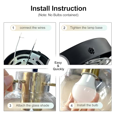 Image of Bathroom Vanity Light Fixtures,3 Light Brushed Black Wall Sconces, Modern Bathroom Lighting Over Mirror, UL Certified with Glass Shades, Vanity Lights for Bathroom, Bedroom, Hallway