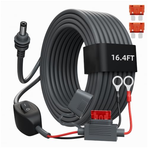 Image of EAZUSE Starlink Mini Battery Power Cable 16.4FT /5M, Starlink Mini 12-24V Battery Adapter O-Ring Power Cable with Fuse and Switch, Ideal for Camper /RVer Plug and Play