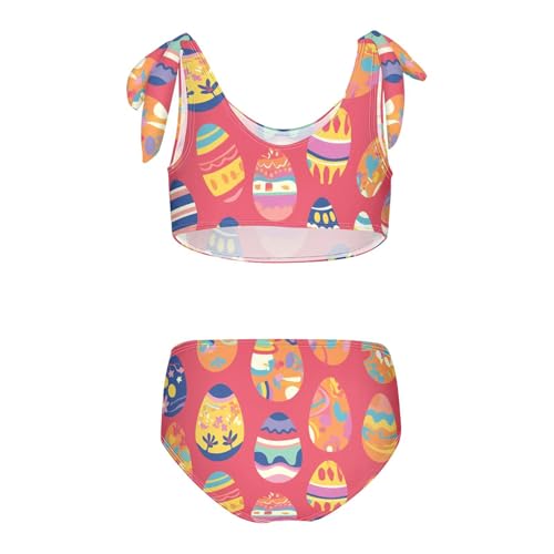 Easter Eggs Pattern Holidays Girl 2 Piecing Kids Bikini Set Scoop Neck Swimsuits Swimwear Adjustable Strap2