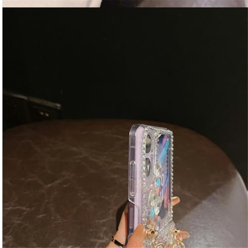 Coque strass Samsung Z Flip 5 antichoc brillante avec miroir de protection chic
