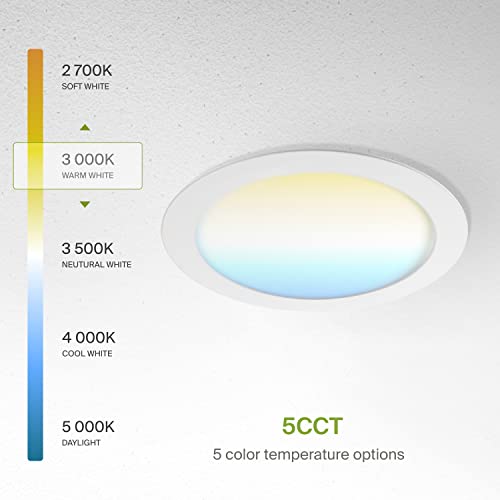 Asd Ultra Thin Led Recessed Lighting 8 Inch With Junction Box, 5 Cct 2700K-5000K Selectable, Round Ceiling Dimmable Canless Wafer Led Downlight 20W 70W Eqv, 1746Lm High Brightness - Ul Energy Star #TOP5