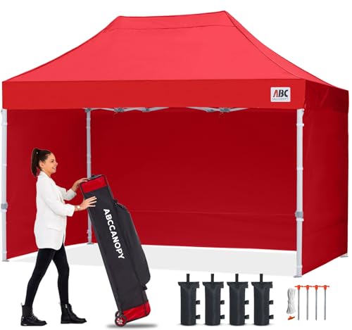 Image of ABCCANOPY Commercial Pop Up Canopy Tent with Sidewalls 8X12,Red