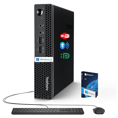 Lenovo Business Mini Desktop PC, AMD Processor, 768GB Storage(256GB SSD, 512GB External), 8GB RAM, Dual Display Support, Wi-Fi, Bluetooth, USB & Ethernet Port, Windows 11 Pro, w/Keyboard & Mouse