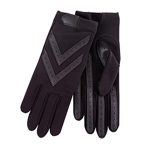 Isotoner® Ladies Original Stretch Gloves, SmarTouch™ Touchscreen Technology, Brushed Lining for Warmth, Lightweight, Comfortable Fit, Hand Wash Only, Black, One Size
