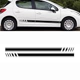 2pcs Autocollants latéraux de Voiture, pour Peugeot 206 Tuning Accessoires Auto Automobile Voiture Style Sports Vinyle Film Décalcomanies Graphiques