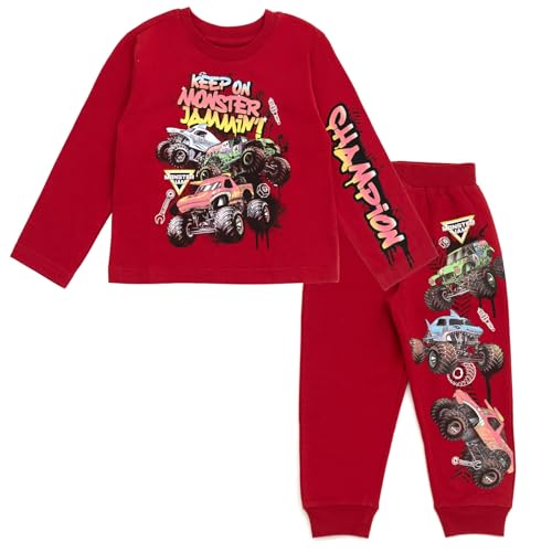 Pantalon de jogging en polaire et t-shirt Monster Jam, ensemble chaud anti-froid