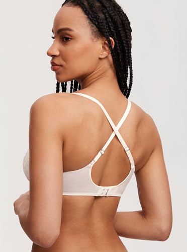 Image of DOBREVA Women's Balconette Sexy Unlined Bra Lace Push Up Plus Size Bras See Through Underwire