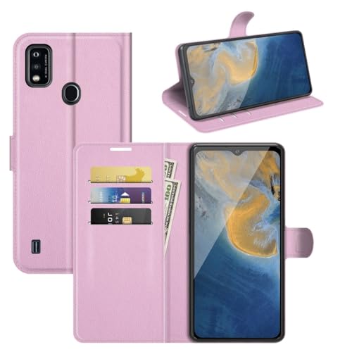 Coque ZTE Blade A51 rose à clapet premium et support vidéo