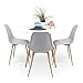 Conjunto de Comedor Tower Cairo Nordic Mesa Redonda lacada en Blanco de 100 cm y 4 sillas Cairo (Gris Claro)
