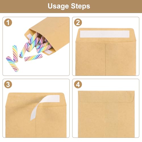 Nynkyon Münzumschläge, 10 x 6 cm, Kraftpapier, Braun, kleine Geldumschläge, selbstklebende Samenpakete für Büro, Zuhause und Schule, 100 Stück