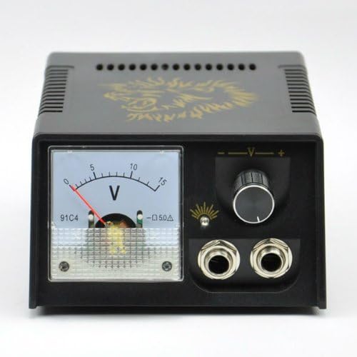 iLv-King : Black Casing Golden Lion Dial Pointer Show Tattoo Machine Power + Plug Supply