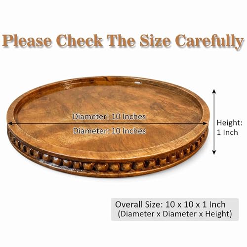 Image of Wooden Serving Tray for Food Drinks Decorative Platter for Coffee Table Rustic Farmhouse Trays Centerpiece for Home Decore Living Room Kitchen Counter Set of 1