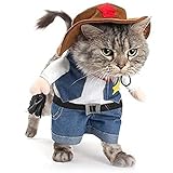 Disfraz de pantalones vaqueros lindos y conjuntos, haga que su mascota sea encantadora y guapa.Velcro diseado para hacer que las mascotas cuello y el pecho sean ms cmodos.