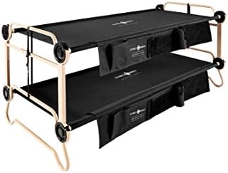 Disc-O-Bed Large Cam-O-Bunk 79 x 28 Inch Portable Folding Bunked Double Camping Cot Bed with 2 Organizers and 2 Carry Bags, Black