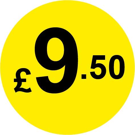 Permanent Adhesive - Black & Yellow 30mm Price Stickers/Labels from £5.45 to £17, 1000, £9.50 — image 1