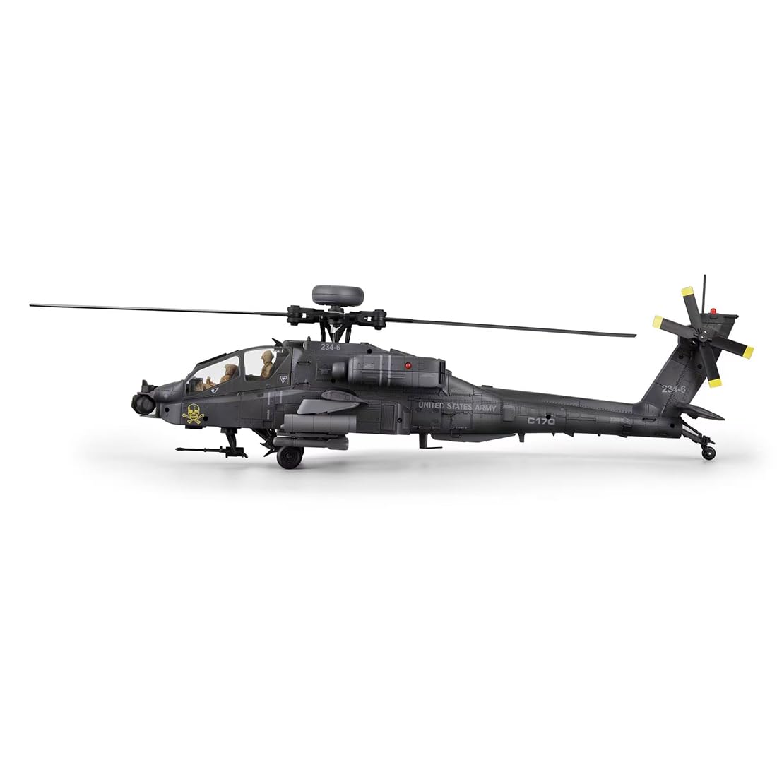 RC ERA C170 AH-64D Apache RC Hubschrauber 1/48 2.4GHz 6CH Flybarless Modell mit Optical Flow TOF Höhenhaltung Brushless Motor(Dunkelgrau/3 Batterien)