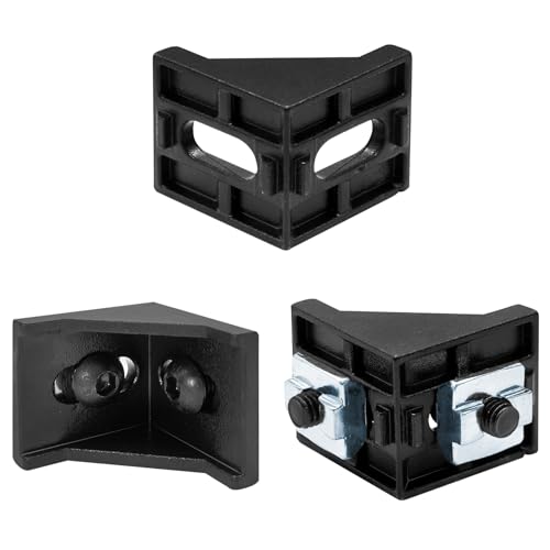 Image of 24pcs Seekliny 4040 Aluminum Extrusion Corner Bracket 4040 Hardware V-Slot Accessories T-Slot with Screws for 8020 Aluminum Profile 3D Printer Accessories Black