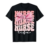 nurse life week day - stetoscopio da donna, con fiocco, colore: rosa maglietta