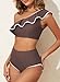Herseas Women's 2 Pieces Bikini Sets Color Block Trim Ruffled One Shoulder Sporty Teen Swimsuits Elegant Wire Free Bathing Suits Brown Swimwear Pool Swimming Outfits Large