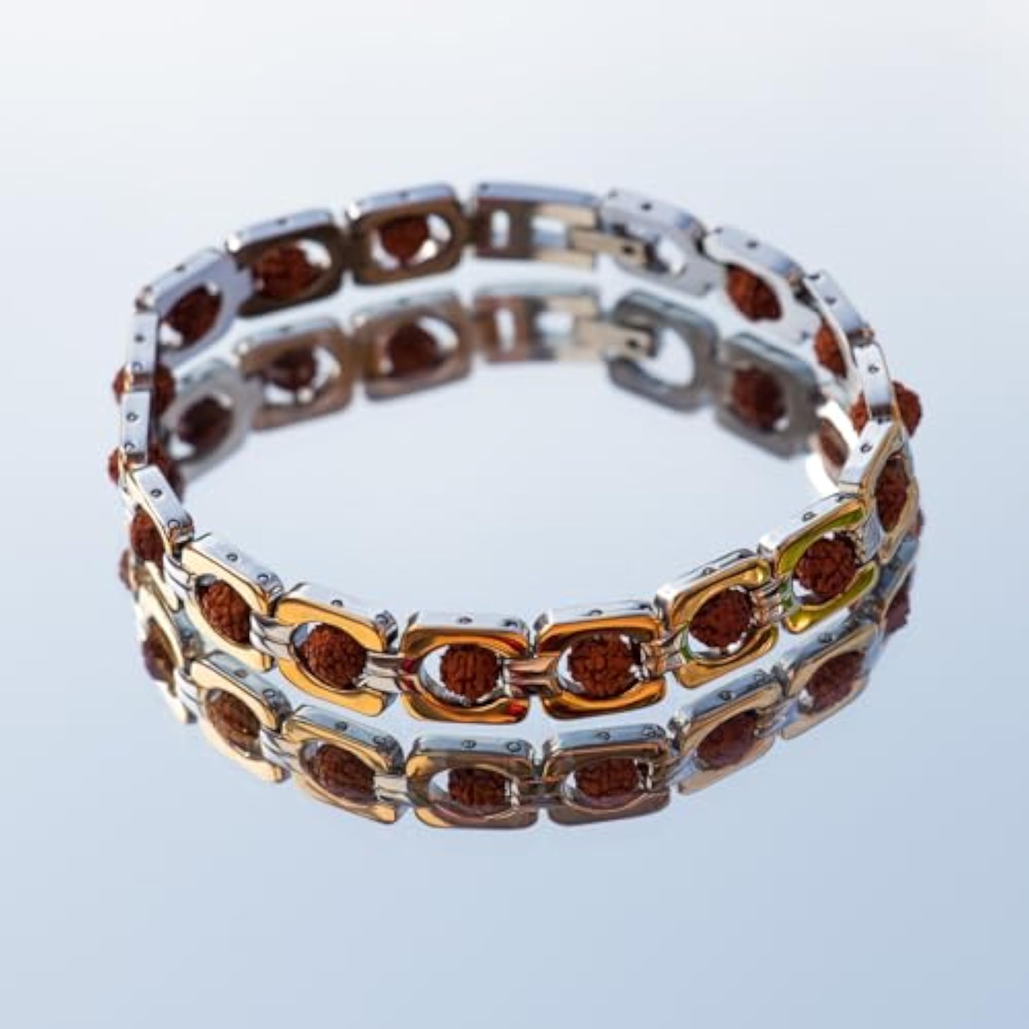 Plated DuoTone Rudraksha Bracelet, Spiritual Protection Gift