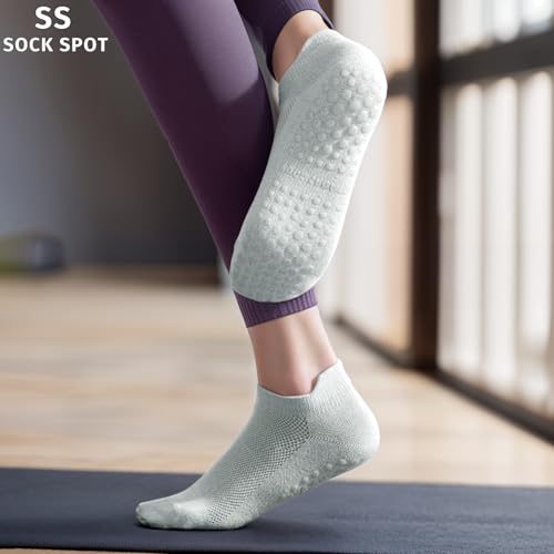 Image of 4 /6 Pairs Pilates Yoga Socks for Women | Non Slip Grip Socks | Athletic Barre Workout