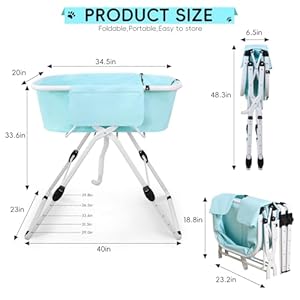   3-in-1-Dog-Washing-Station-for-Home-Foldable-Portable-Elevated-Dog-Bathtub-for-Indoor-Outdoor-Adjustable-Height-Non-Slip-Convenient-Drainage-Dog-Bathtub-for-Small-to-Medium-Pets-Blue