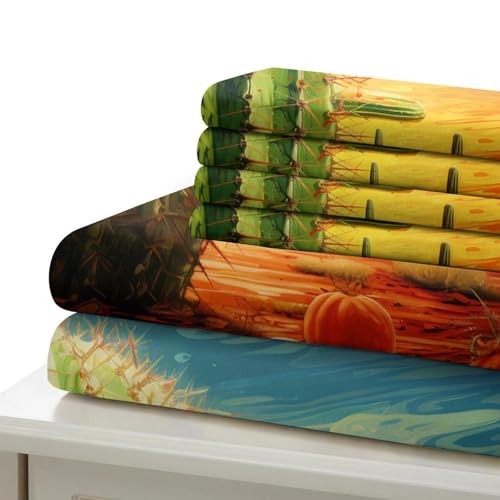 Housse de couette désert de cactus 140x200cm lit simple en microfibre douce avec fermeture - 7