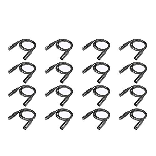GBGS 16 Pack DMX Cable 3.2ft（1m） 3-Pin Signal XLR Connection DMX512 Stage Light Cable Wire Male to Female
