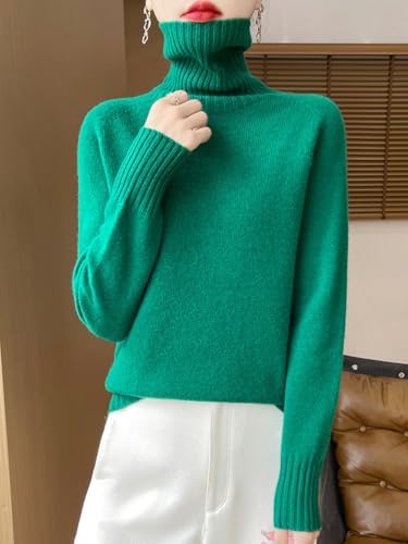 100% Merino Wool Sweaters for Women's Fall Winter Knitted Thick Pullover Long Sleeves Warm Turtleneck Simple(WQ708)2