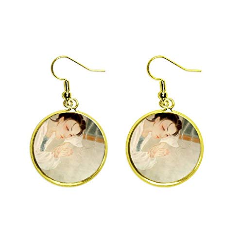 Pendientes tradicionales chinos de alta bisutería dorada y esmalte blanco premium