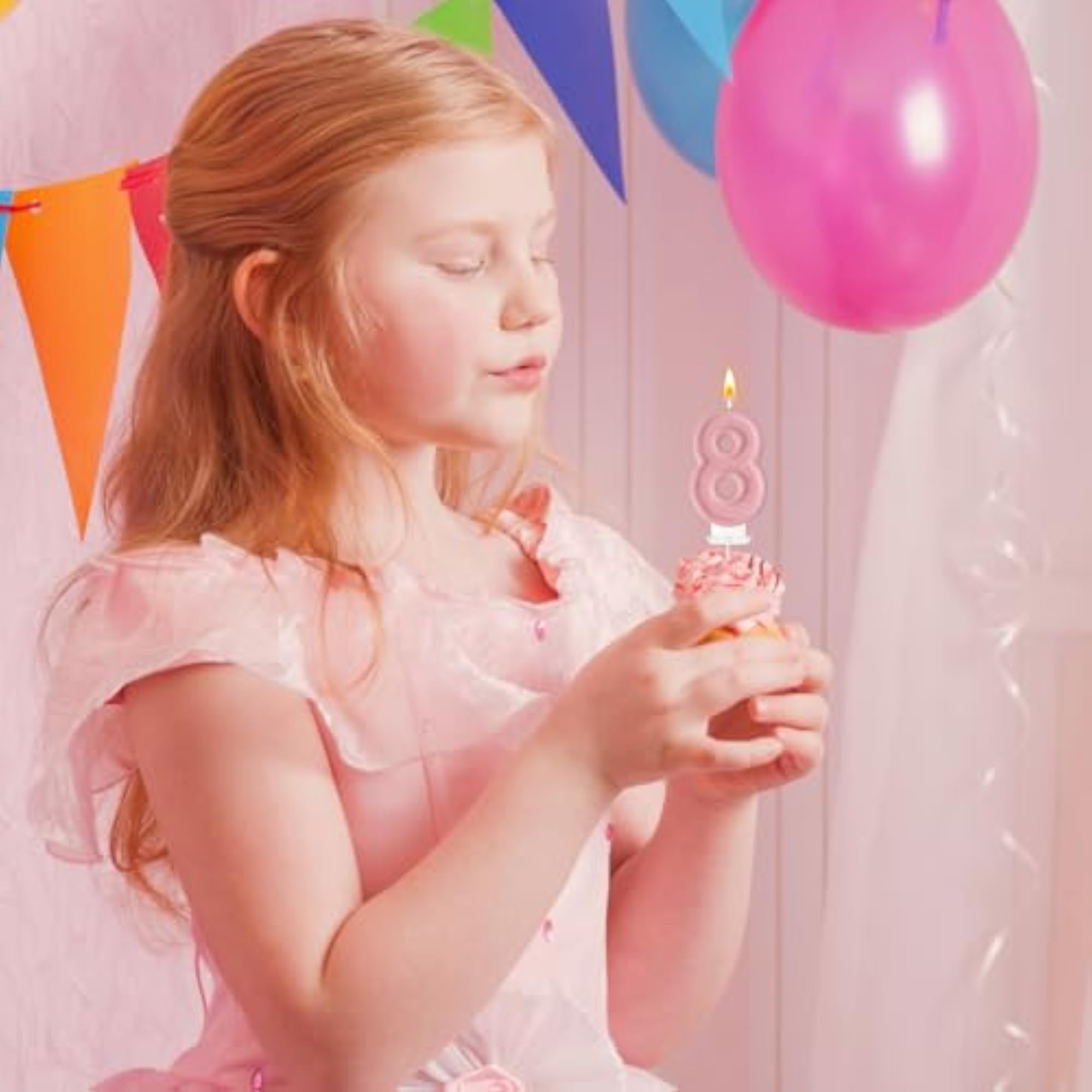 Pink Birthday Candles, Romantic Number Shape