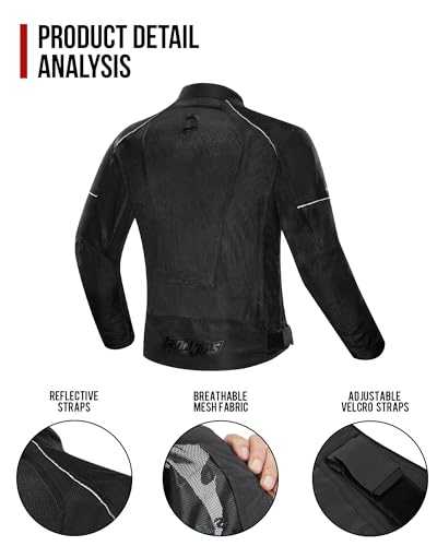 IRON JIA'S Motorcycle Jacket Men's Motorcycle Protections Certified Removable Summer Riding Mesh Breathable Comfortable Men's Biker Jacket Black