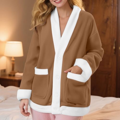 Cardigan de lana largo para mujer en color liso con manga larga 2